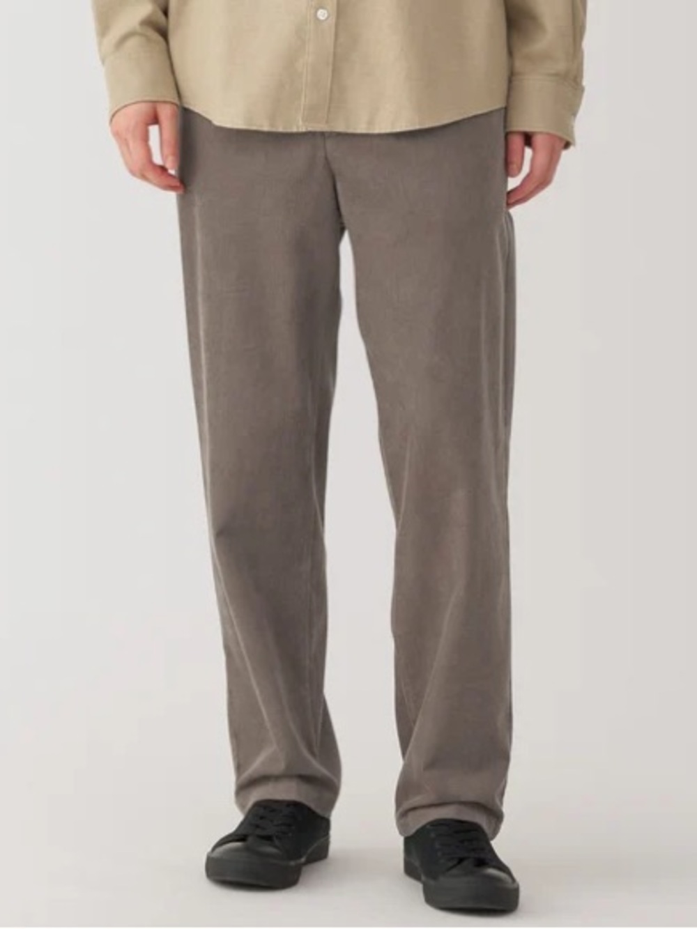 MUJI corduroy easy pants M greyish brown relaxed cords fall timeless classic